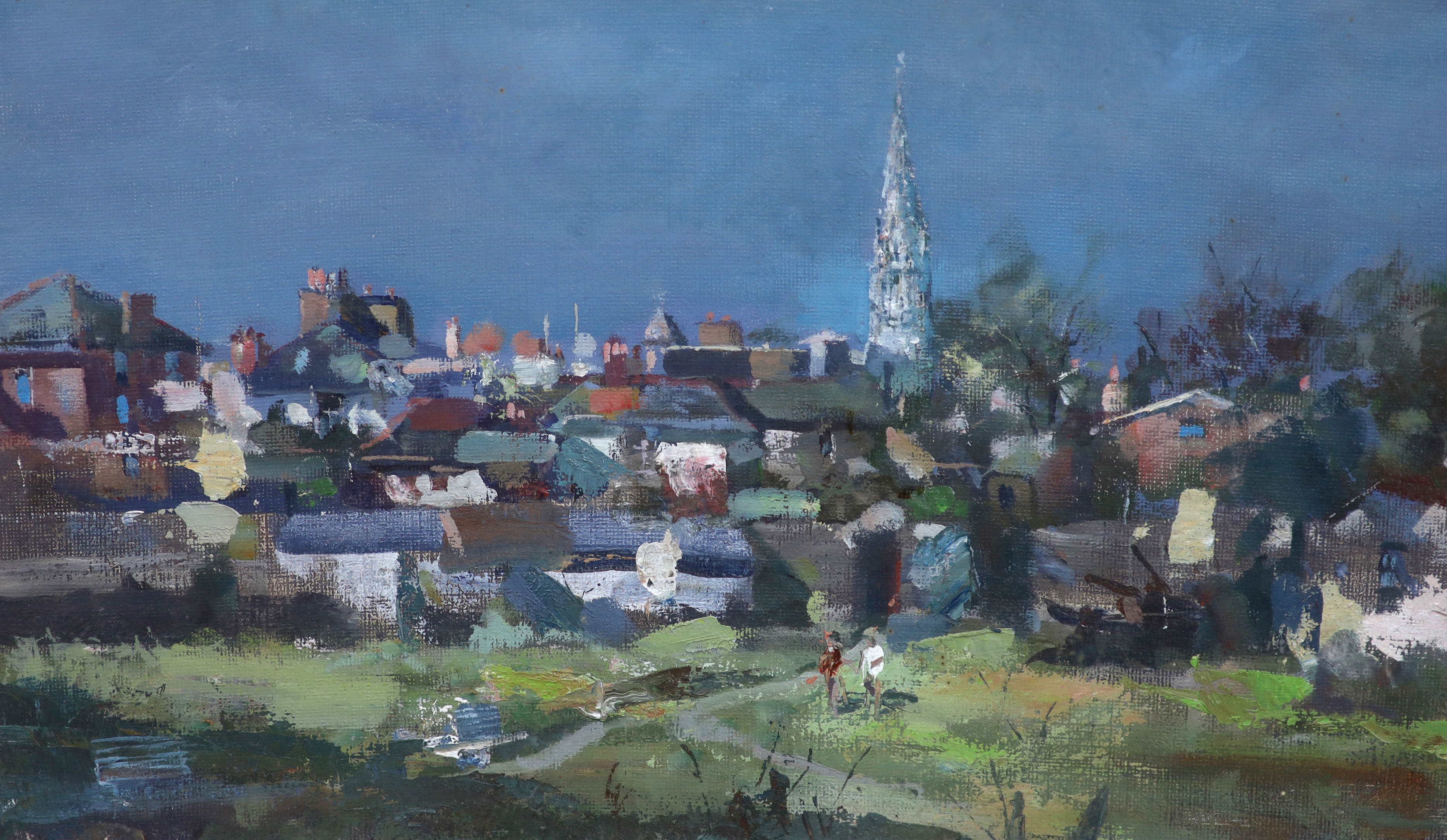 James George Le Jeune RHA (1910-1983), 'Town in Wexford', oil on board, 28 x 50cm